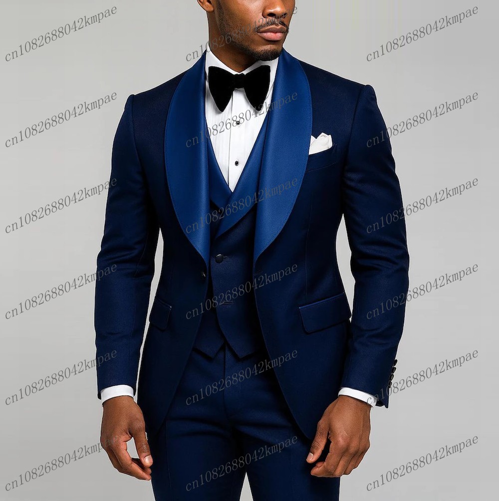 New Navy Blue Formal Men Suit  - Men Grooming Outfit ulasan dan harga